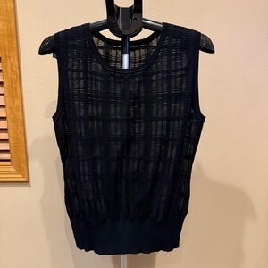 White House Black Market black XL grid Sleeveless Knit Tank